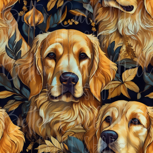 Golden Retriever Seamless Pattern PNG