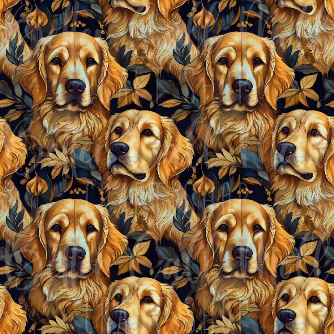 Golden Retriever Seamless Pattern PNG