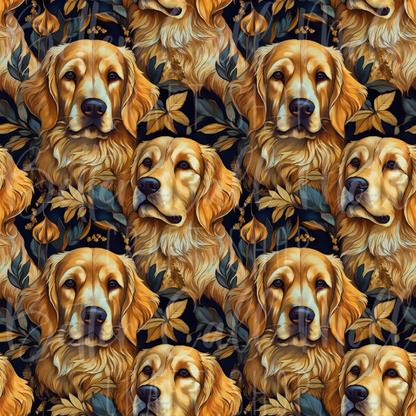 Golden Retriever Seamless Pattern PNG