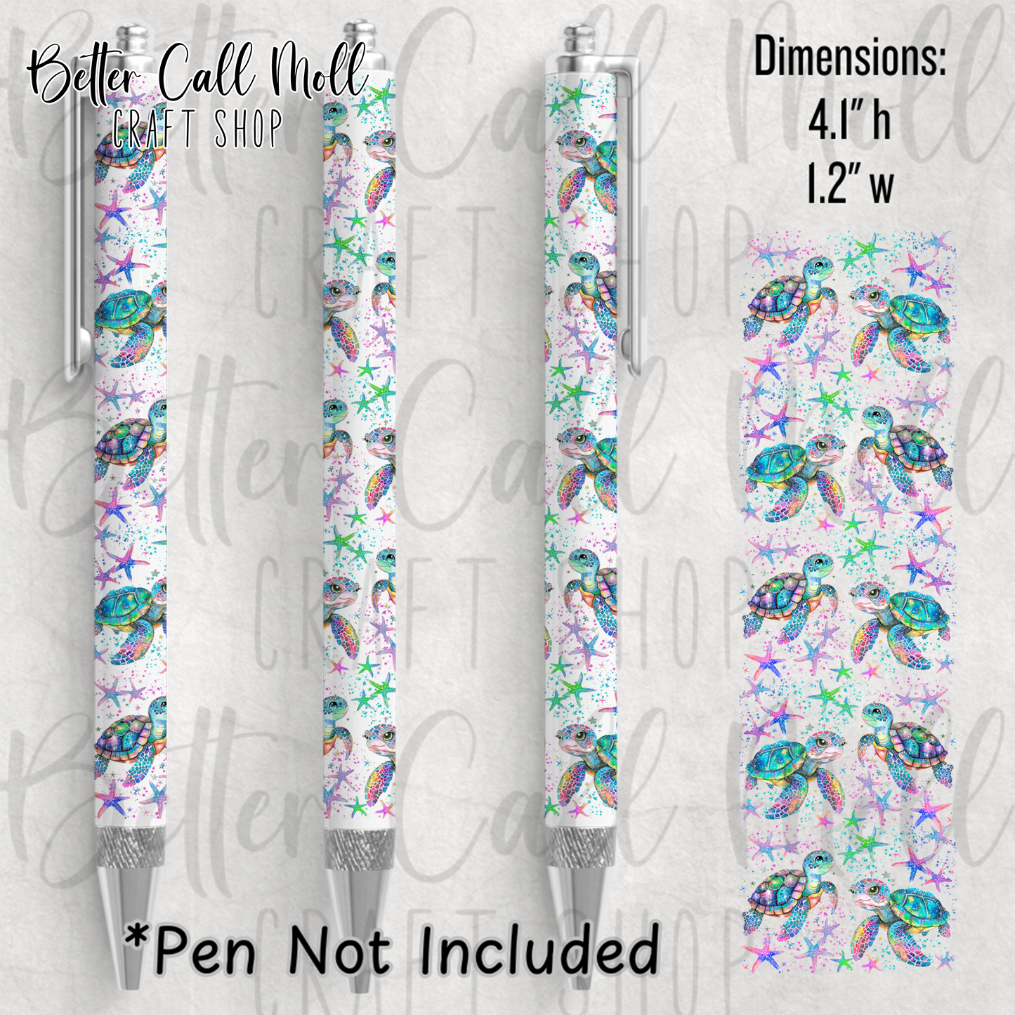 Sea Turtles UV DTF Pen Wrap