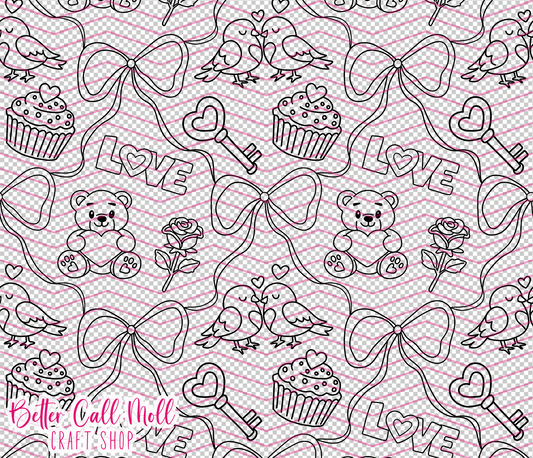 Valentine Bows Digital Tumbler Template