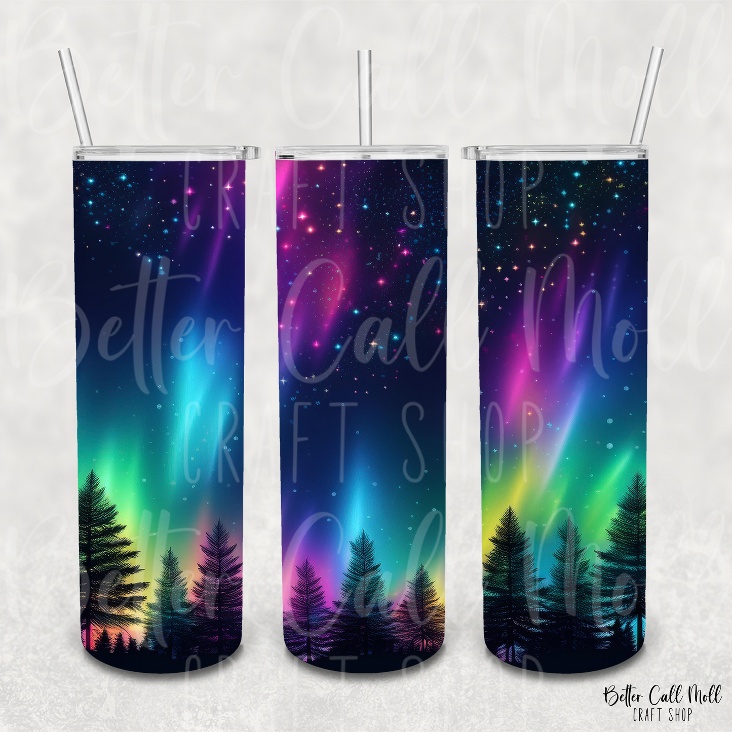 Neon Northern Lights Digital Tumbler Wrap