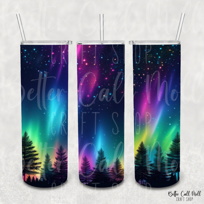 Neon Northern Lights Digital Tumbler Wrap