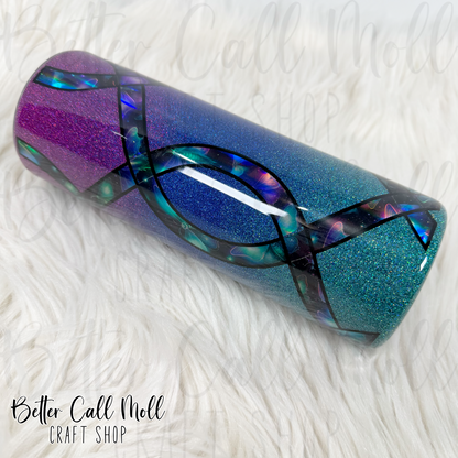 20oz Butterfly Stripes Glitter Insulated Stainless Steel Coated Tumbler