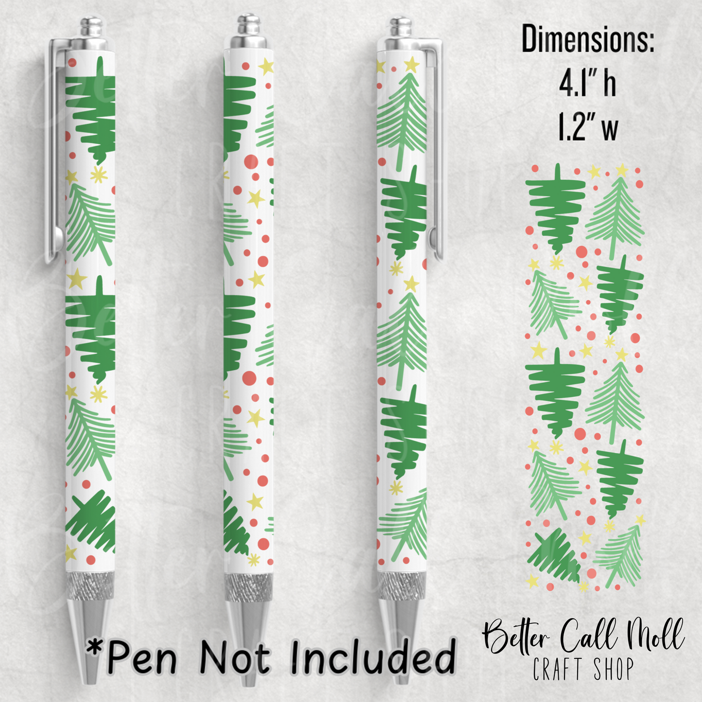 Christmas Trees UV DTF Pen Wrap