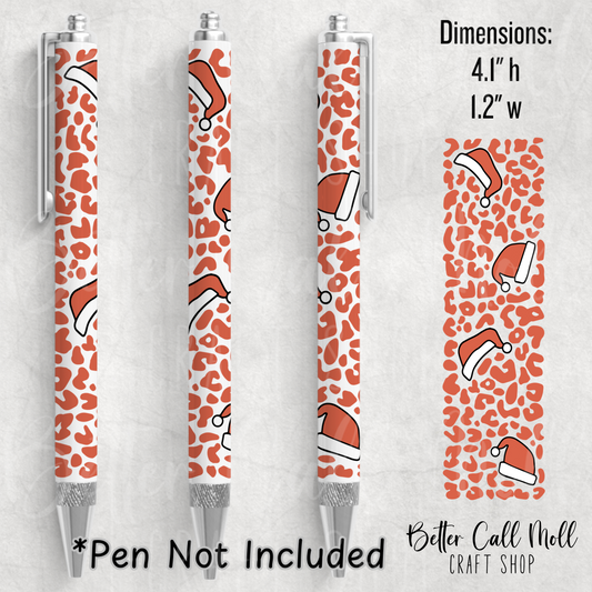 Santa Hat Leopard Print UV DTF Pen Wrap