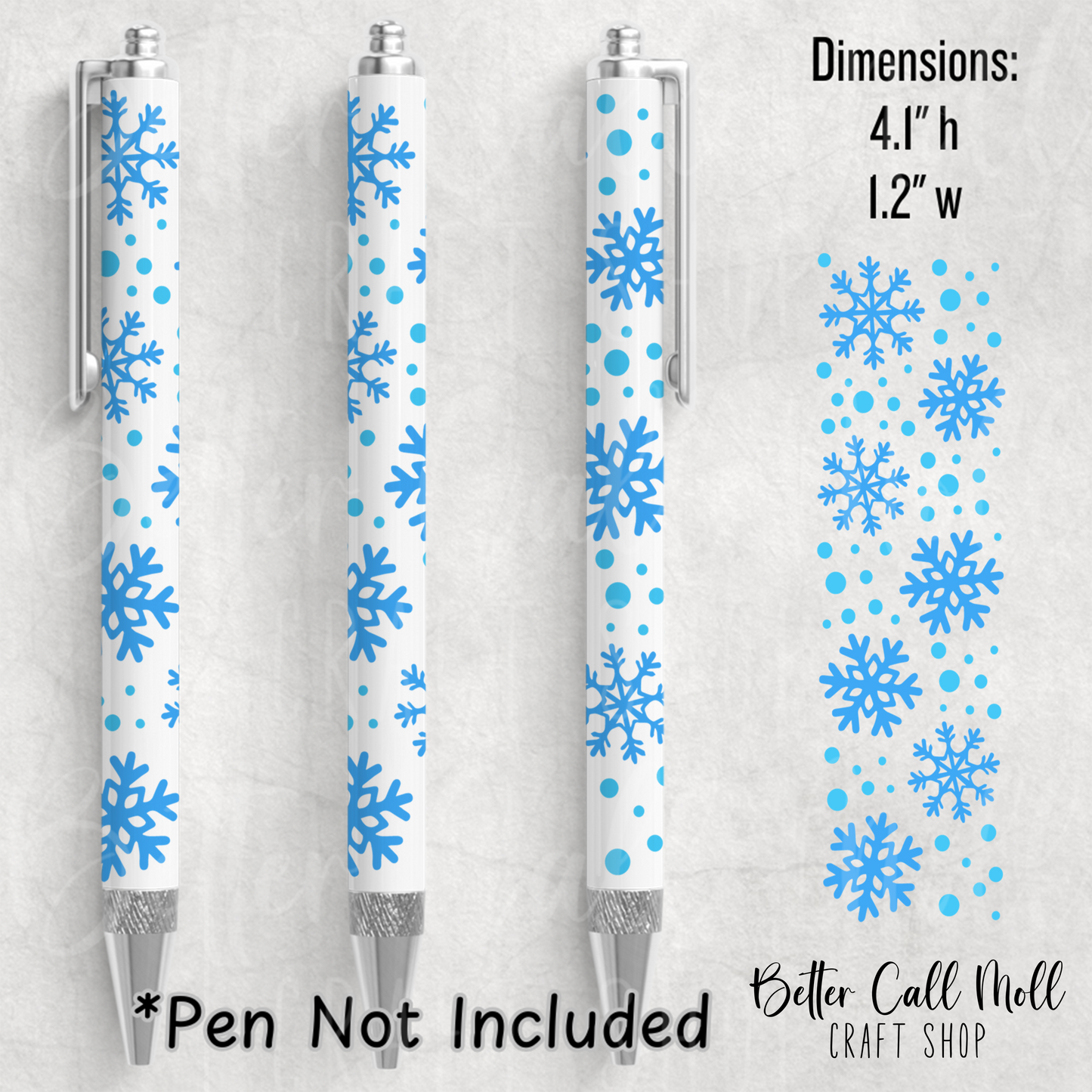 Snowflakes UV DTF Pen Wrap