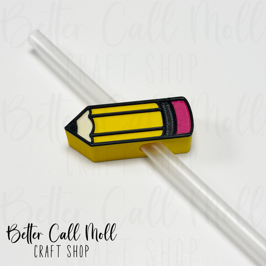 Pencil 3D Straw Topper