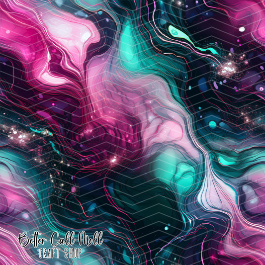 Pink and Teal Galaxy Marble Printed Vinyl