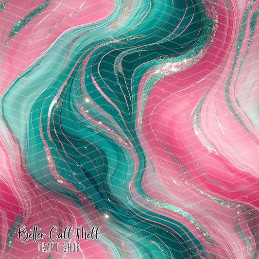 Pink and Teal Marble Printed Vinyl