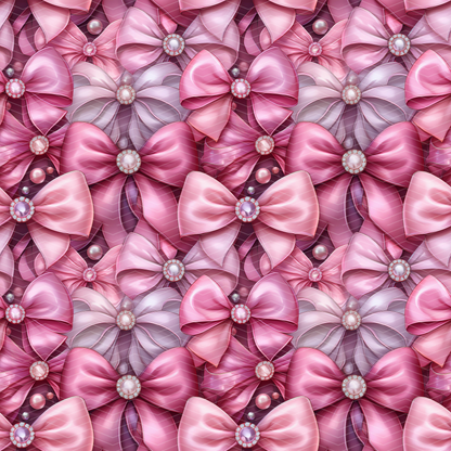 Pink Bows Digital Seamless Pattern