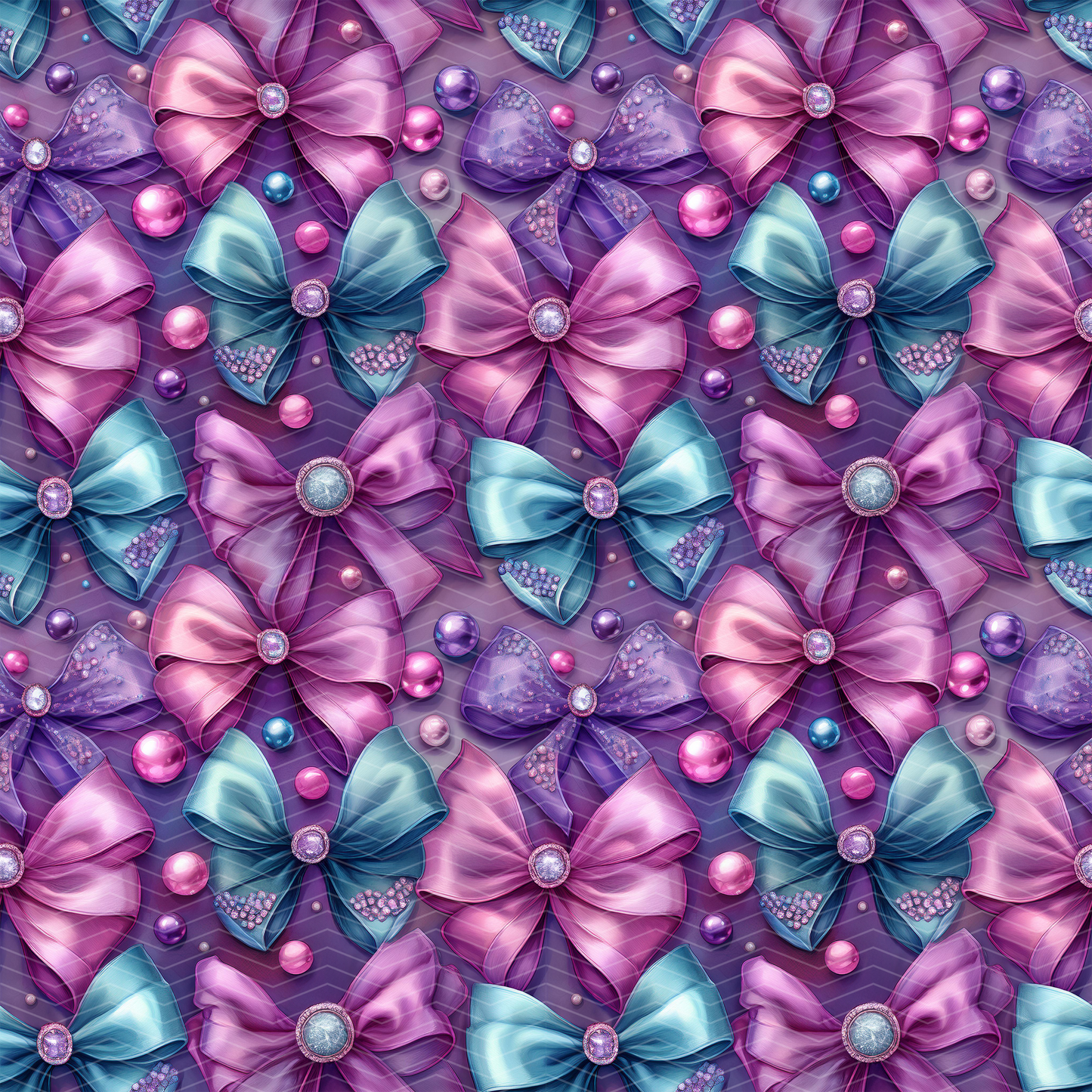 Pink, Purple, and Teal Bows 1 Digital Seamless Pattern