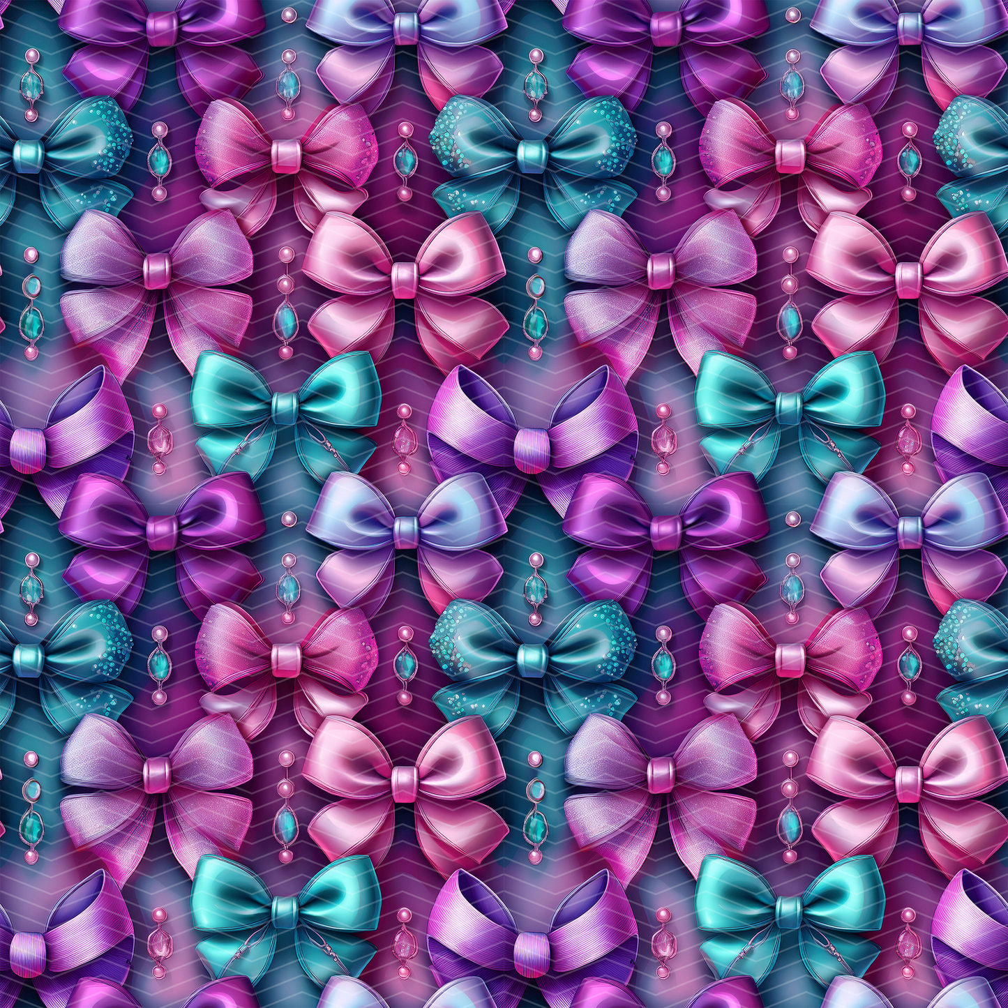 Pink, Purple, and Teal Bows 2 Digital Seamless Pattern