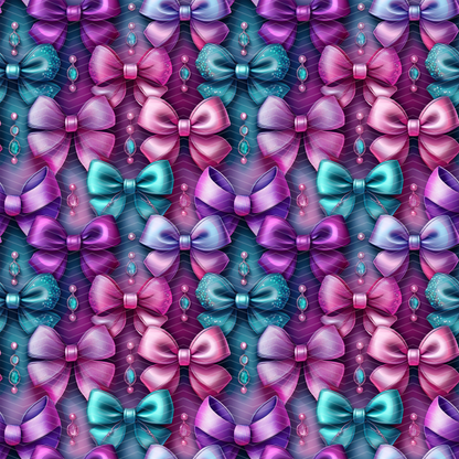 Pink, Purple, and Teal Bows 2 Digital Seamless Pattern