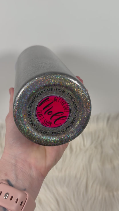 30oz Distressed Snowflakes Glitter Insulated Stainless Steel Coated Tumbler