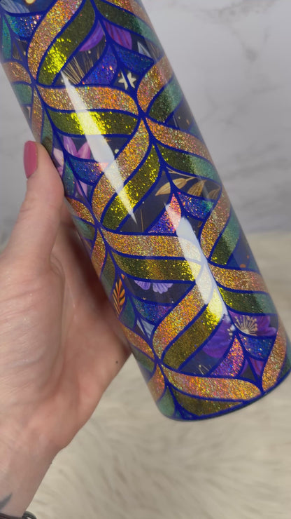 20oz Groovy Waves 2 Glitter Insulated Stainless Steel Coated Tumbler