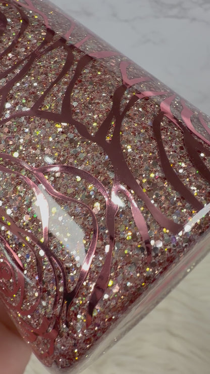 *PREORDER* Rose Outlines Rose Gold Glitter Insulated Stainless Steel Coated Tumbler