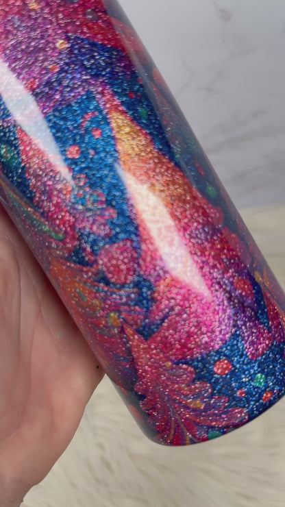 20oz Christmas Trees Glitter Insulated Stainless Steel Coated Tumbler