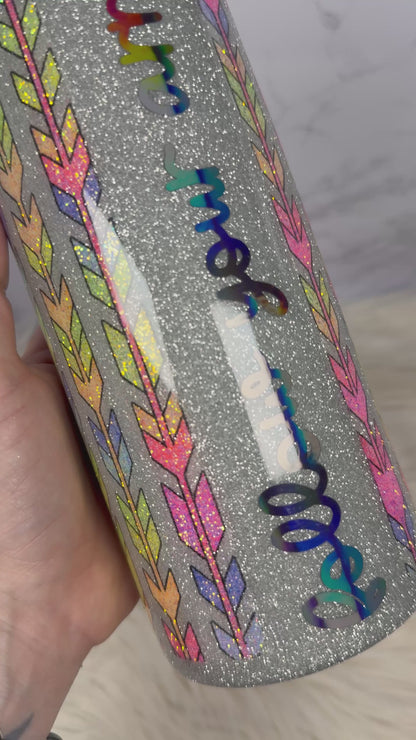 30oz "Follow Your Arrow" Glitter Thick Insulated Stainless Steel Coated Tumbler