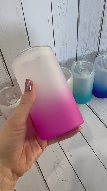 16oz STRAIGHT Frosted Ombre Glass Sublimation Tumbler