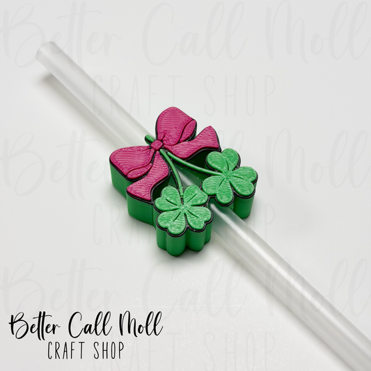 Bow and Shamrocks 3D Straw Topper