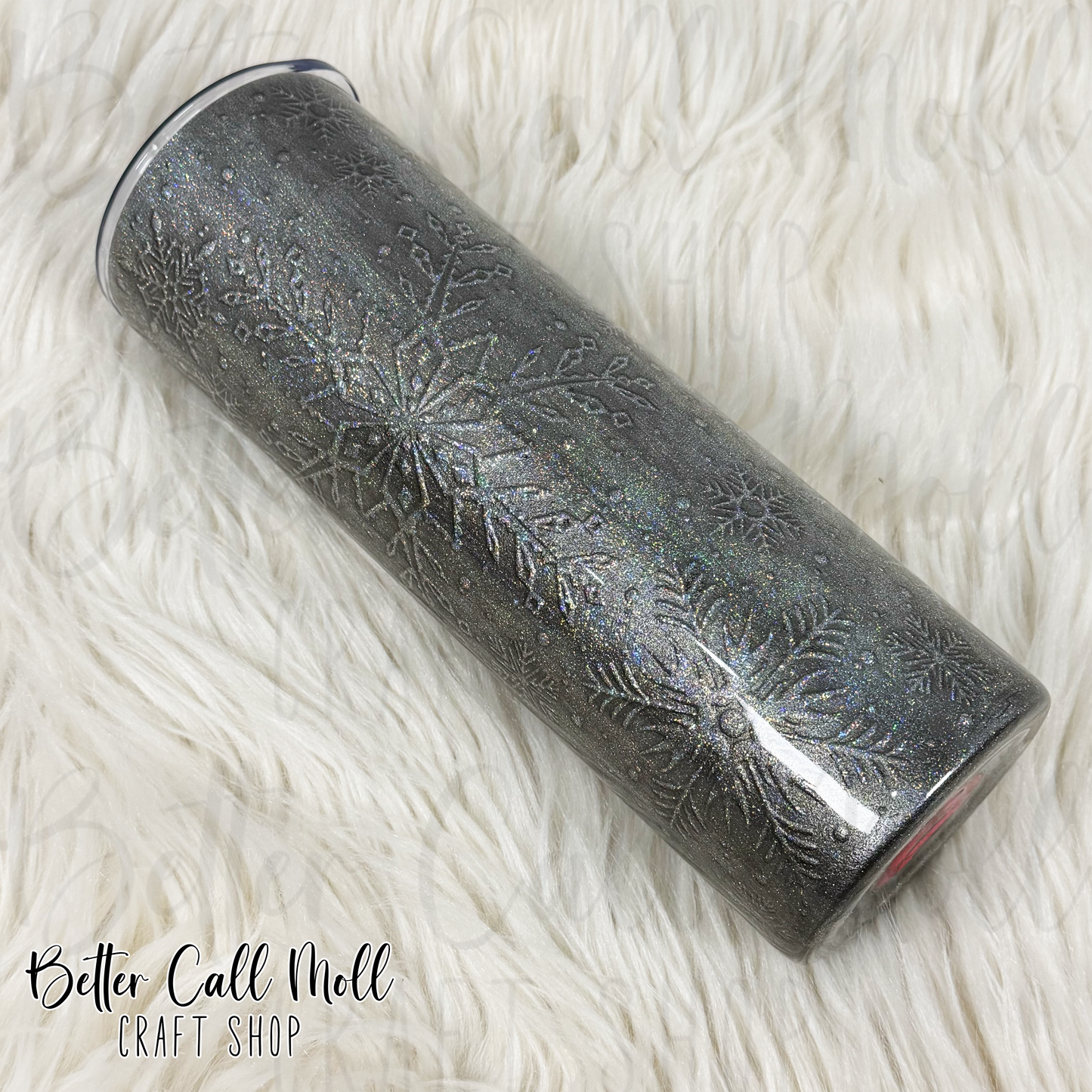30oz Distressed Snowflakes Glitter Insulated Stainless Steel Coated Tumbler