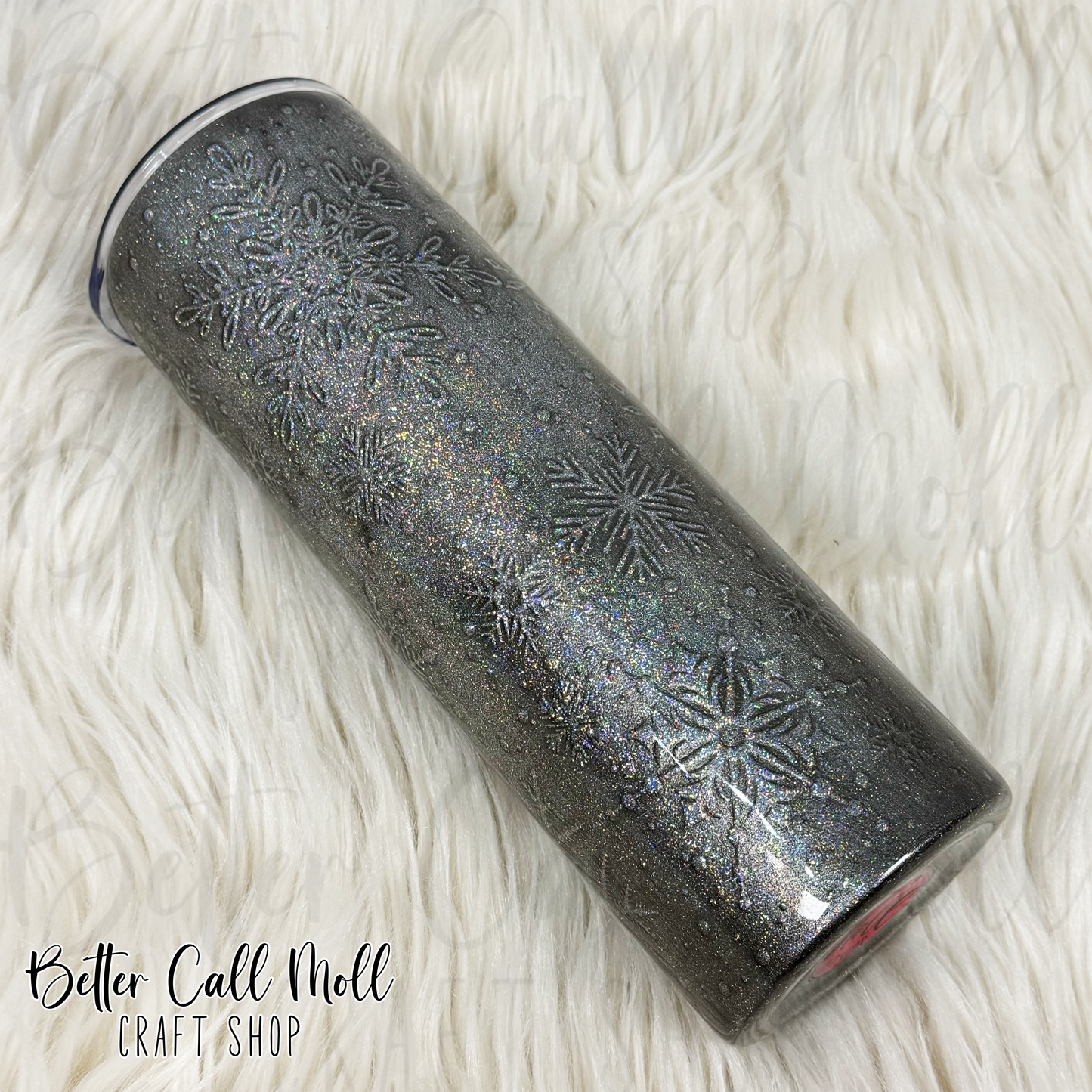 30oz Distressed Snowflakes Glitter Insulated Stainless Steel Coated Tumbler