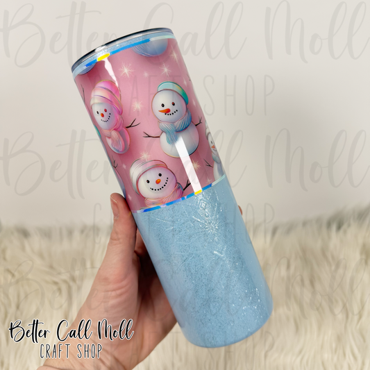 20oz Snowmen and Snowflakes Insulated Stainless Steel Coated Tumbler