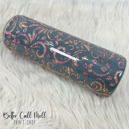 20oz Tooled Leather Peekaboo Insulated Stainless Steel Coated Tumbler