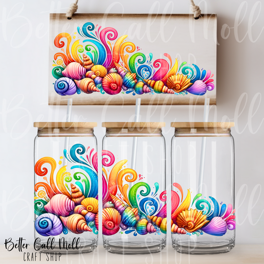 W160 - Seashell Swirls UV DTF 16oz Tumbler Wrap