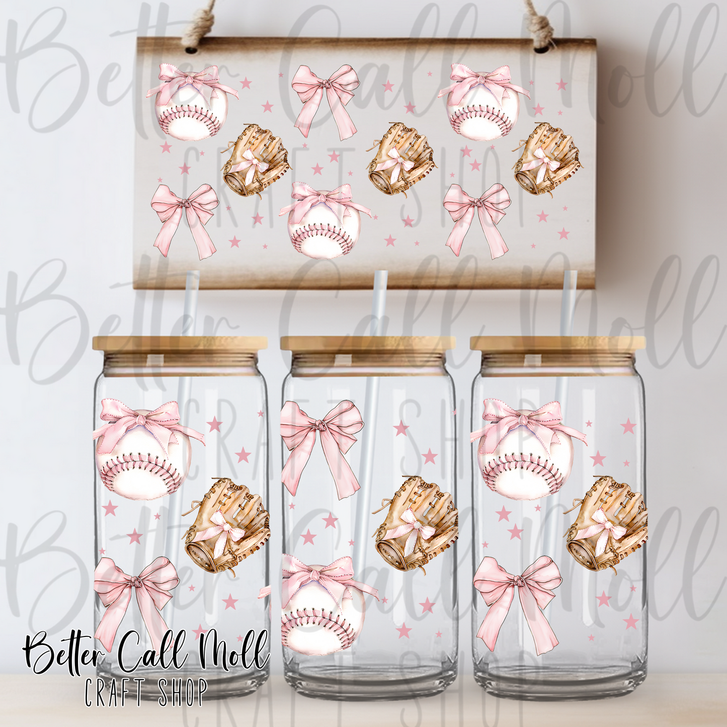 Coquette Baseball Bow UV DTF 16oz Tumbler Wrap
