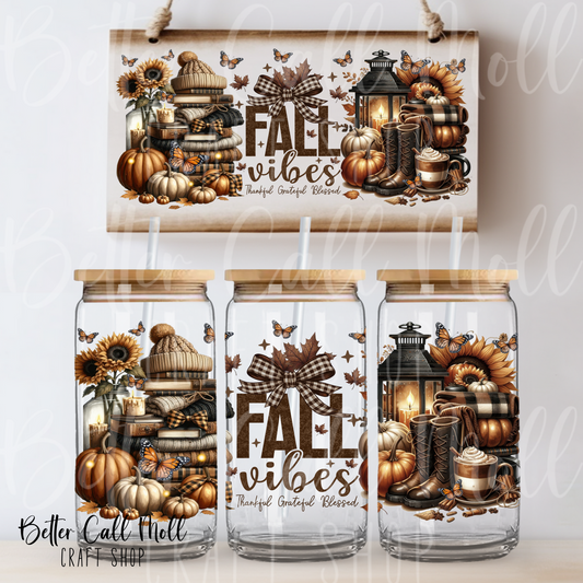 W173 - Fall Vibes UV DTF 16oz Tumbler Wrap
