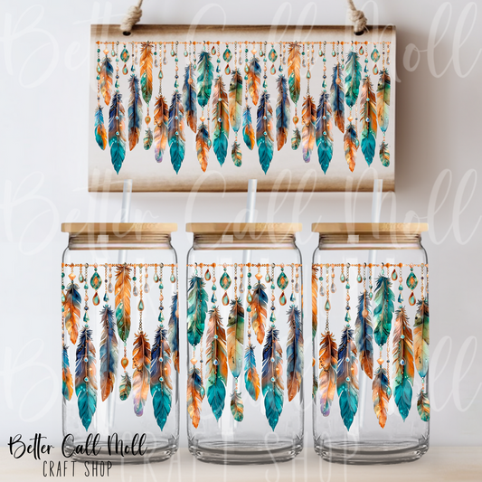 W162 - Feathers and Jewels UV DTF 16oz Tumbler Wrap