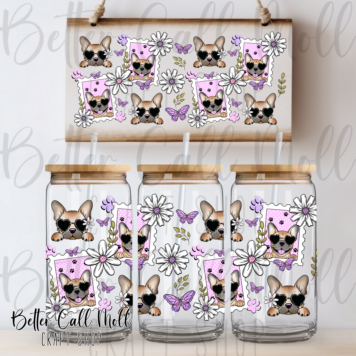 Cute Frenchies UV DTF 16oz Tumbler Wrap