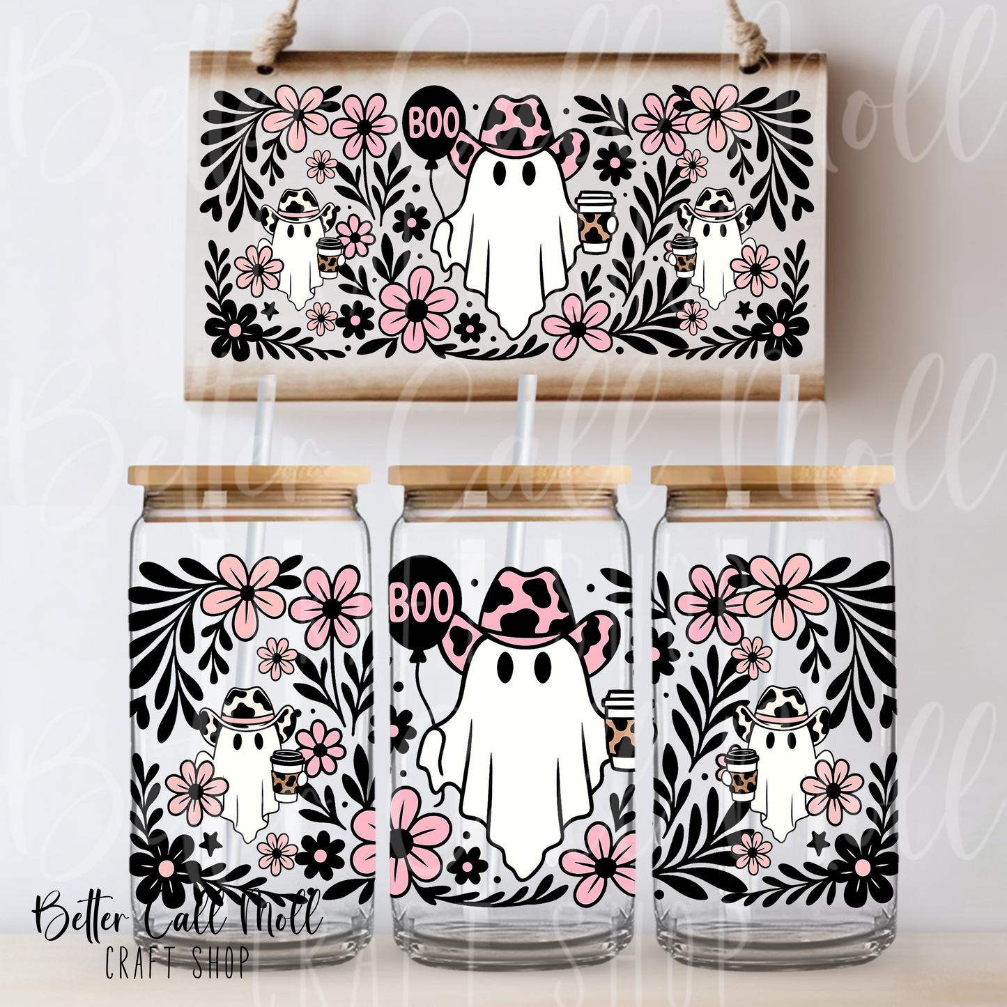 Western Floral Ghouls UV DTF 16oz Tumbler Wrap