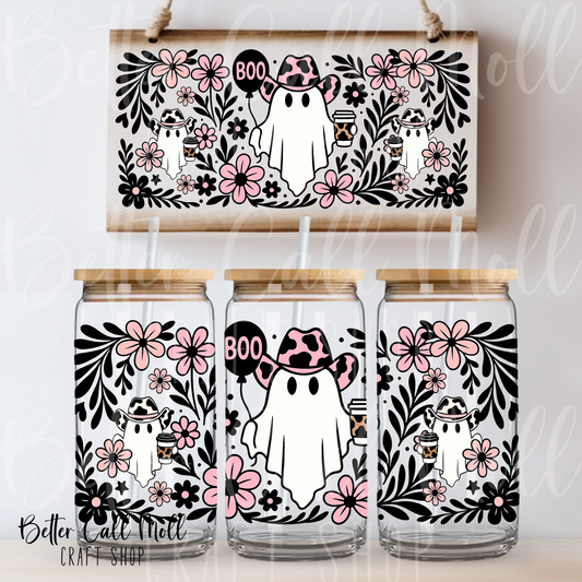 W176 - Western Floral Ghouls UV DTF 16oz Tumbler Wrap