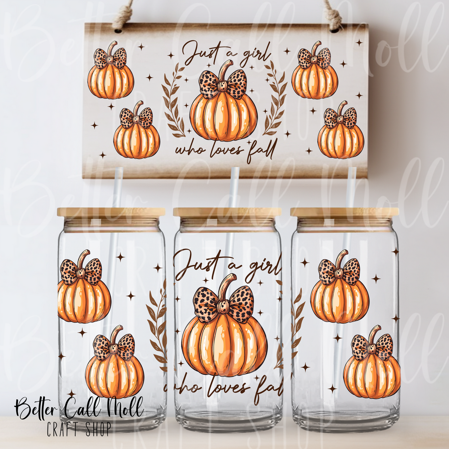 W172 - Just a Girl Who Loves Fall UV DTF 16oz Tumbler Wrap