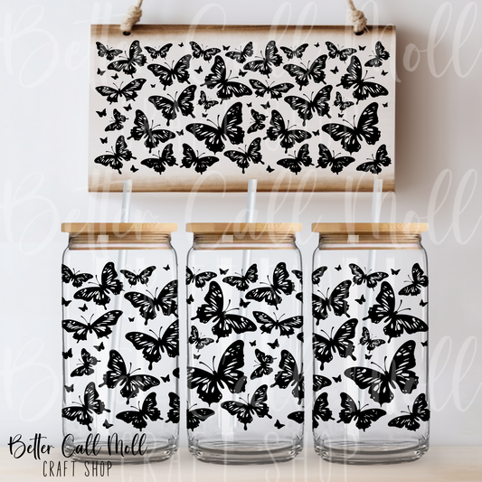 W157 - Butterfly Silhouettes UV DTF 16oz Tumbler Wrap