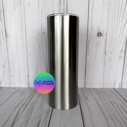 20oz Metallic Silver FLAT EDGE Skinny Sublimation Tumbler