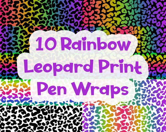 10 Rainbow Leopard Print Digital Pen Wraps