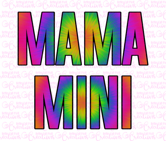 MAMA & MINI Tie Dye Rainbow DIGITAL Design Bundle - PNG - Sublimation Transfer or Waterslide Decal