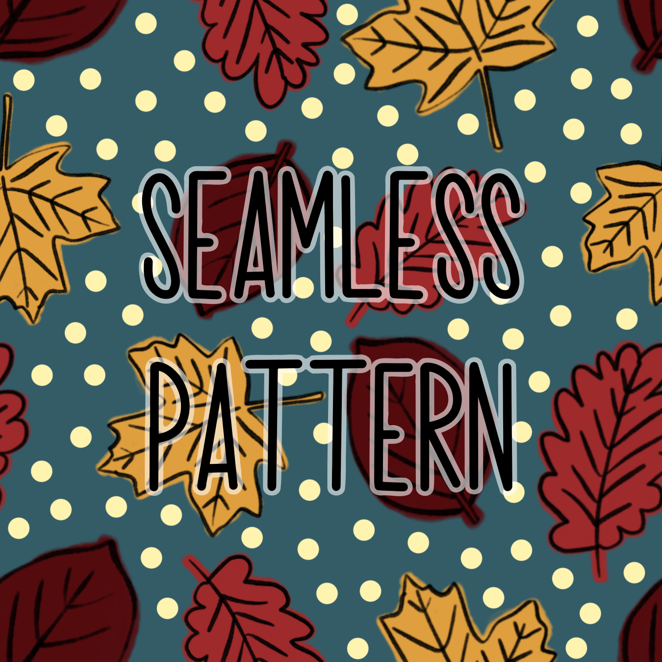 Set of 4 Seamless Fall Leaves Pattern Digital PNG for Sublimation, Waterslide, Sticker, etc