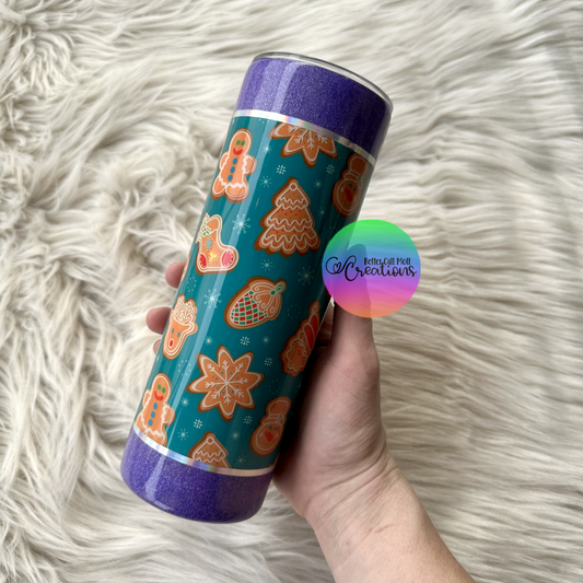 20oz Christmas Cookies Glitter Insulated Stainless Steel Coated Tumbler