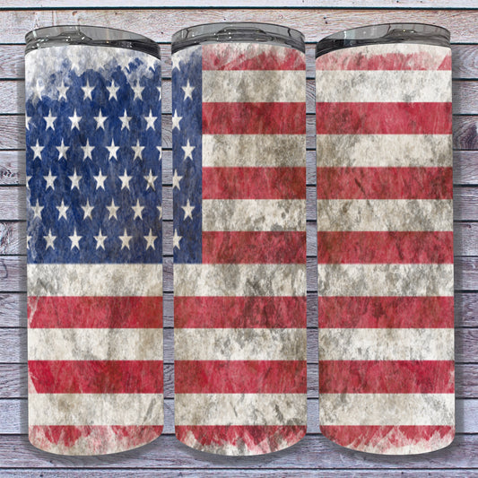 Distressed American Flag DIGITAL Tumbler Wrap - PNG - Sublimation or Waterslide Wrap