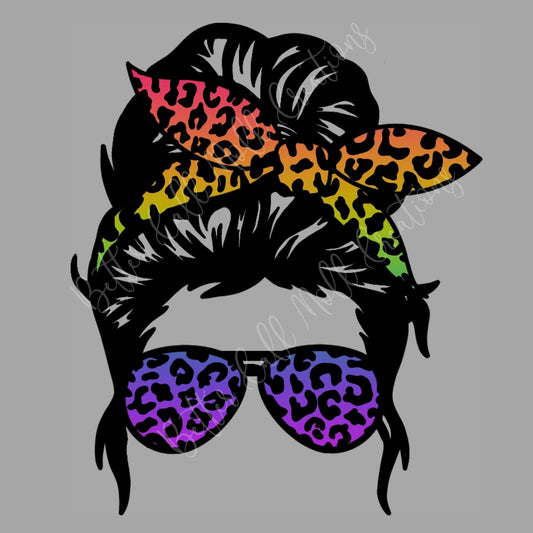 Rainbow Leopard Print Mama Digital PNG