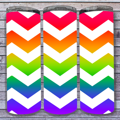 Nine Seamless Rainbow Chevron Tumbler Wrap PNG - Sublimation or Waterslide - Digital Download