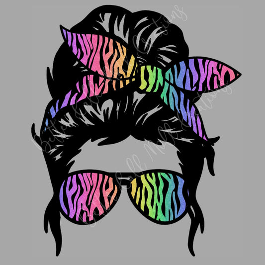 Rainbow Zebra Mama Digital PNG