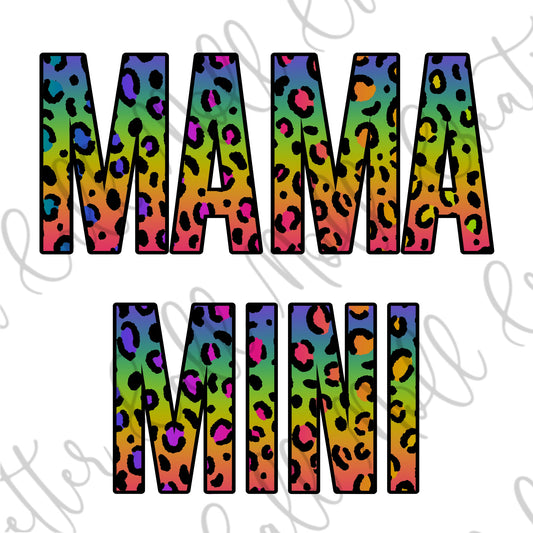 MAMA MINI Rainbow Leopard Print Digital PNG