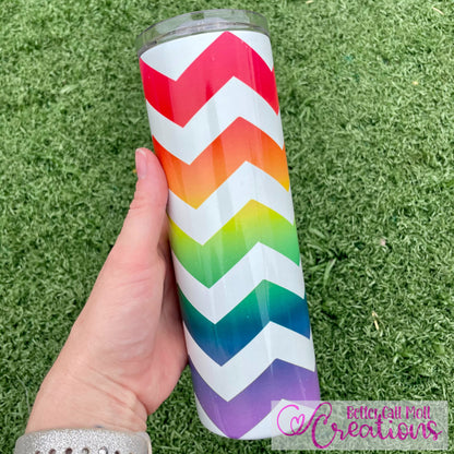 Nine Seamless Rainbow Chevron Tumbler Wrap PNG - Sublimation or Waterslide - Digital Download