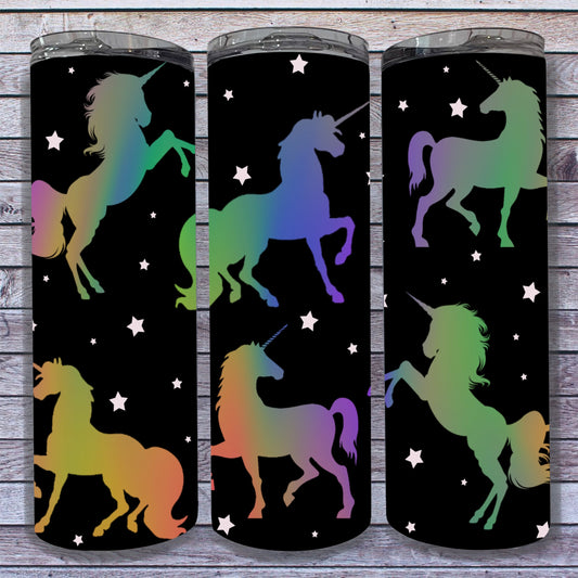 Rainbow Unicorn Tumbler Wrap PNG - Sublimation or Waterslide - Digital Download